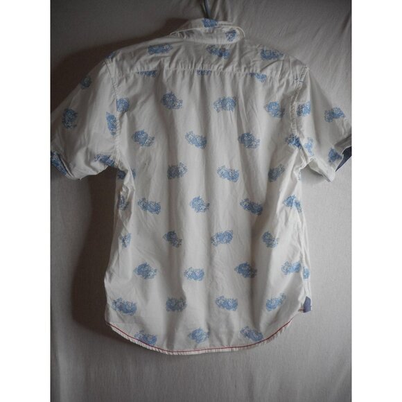Fish motif Burnside Shirt short sleeve Button Up - Picture 2 of 5